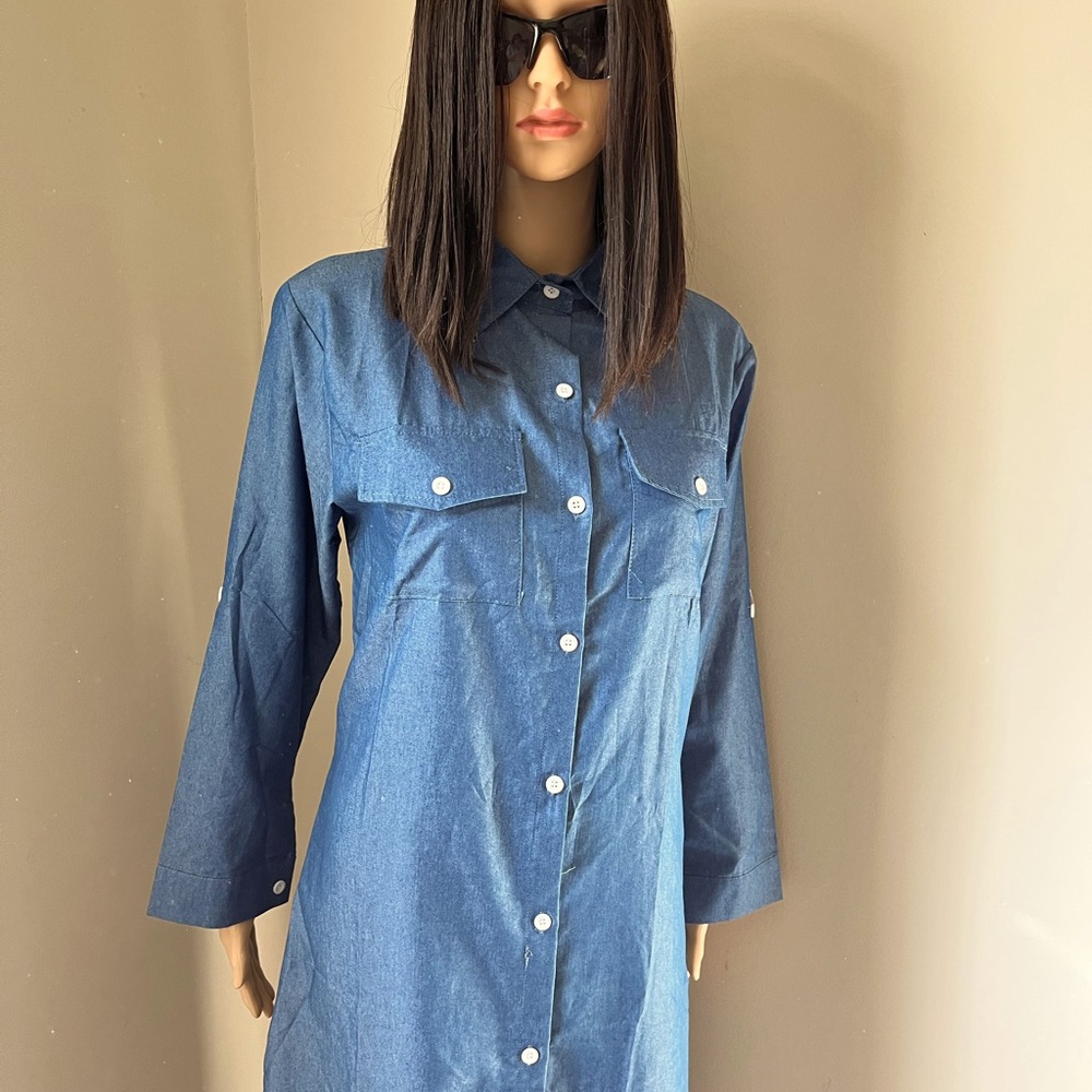Woman’s chambray denim long sleeve dress. SizeXL
